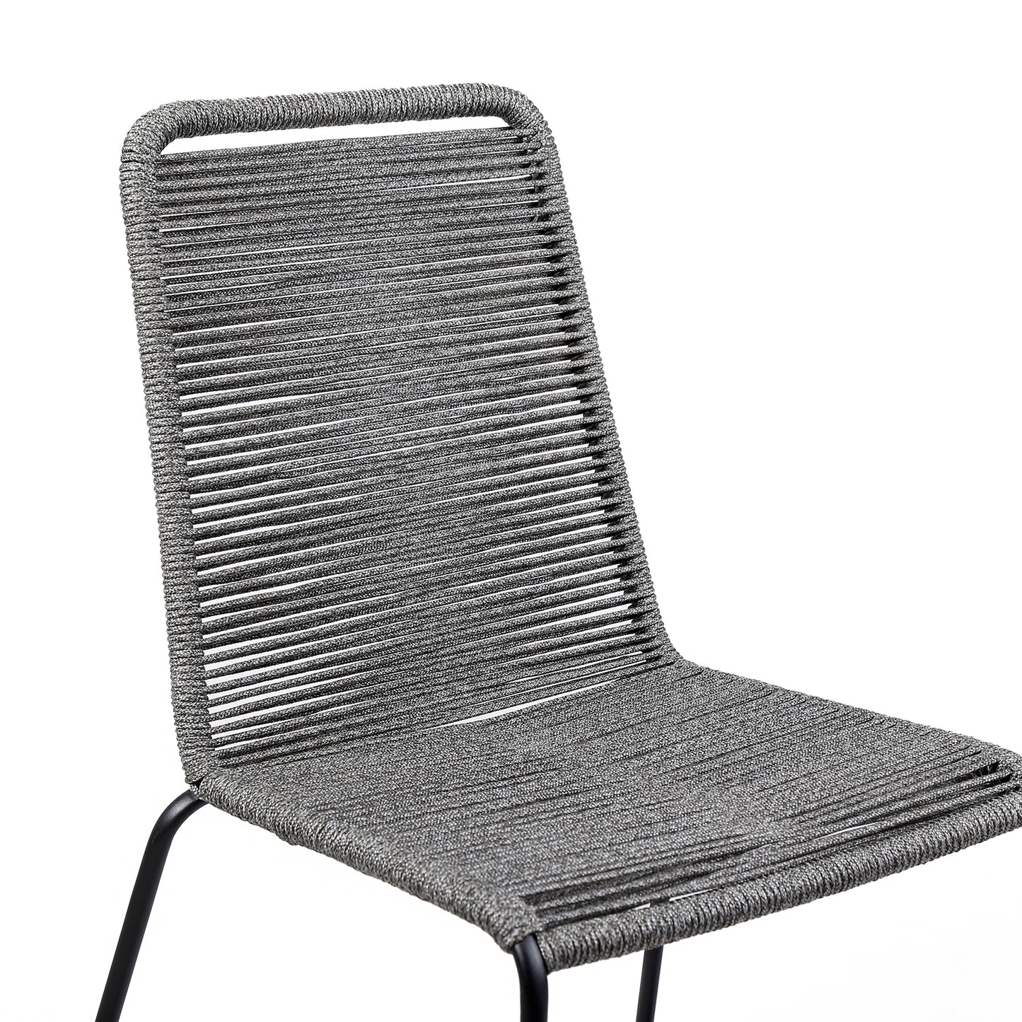 Shasta Outdoor Metal and Gray Rope Stackable Dining Chair - Set of 2