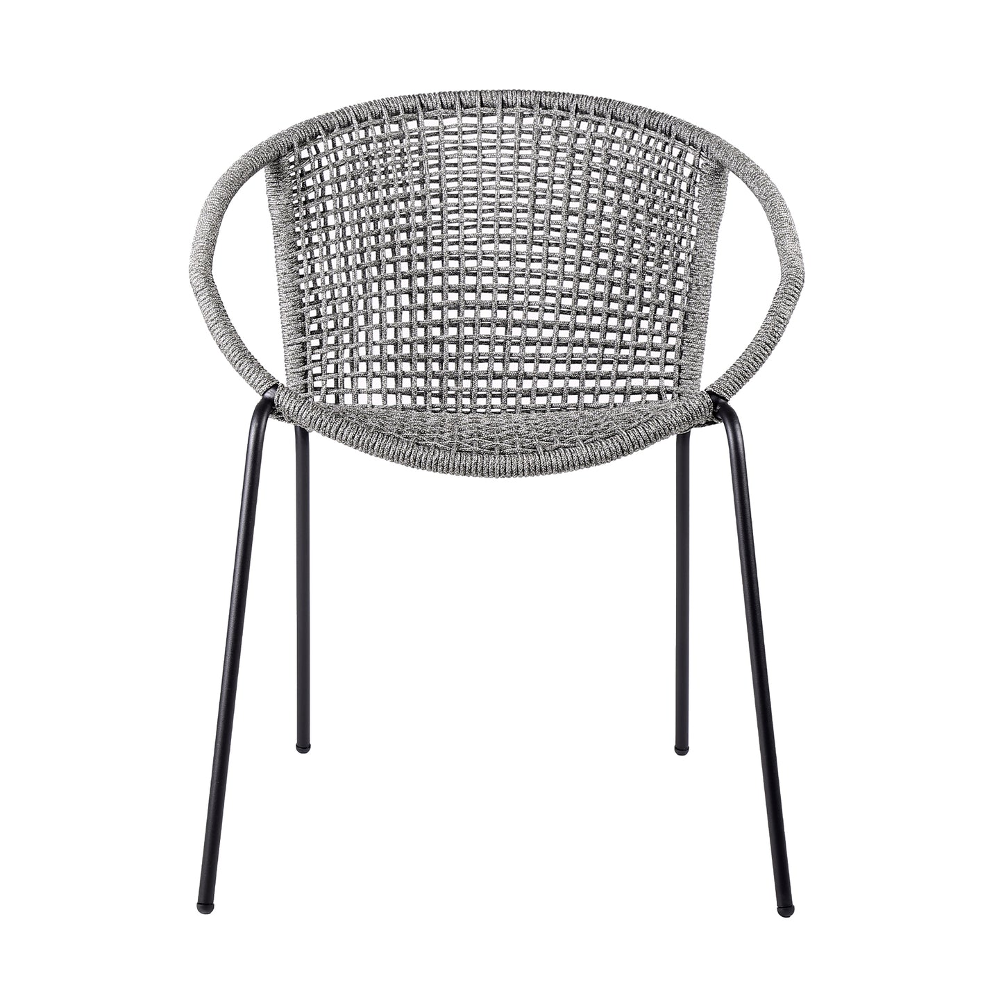 Snack Indoor Outdoor Stackable Steel Dining Chair with Gray Rope - Set of 2