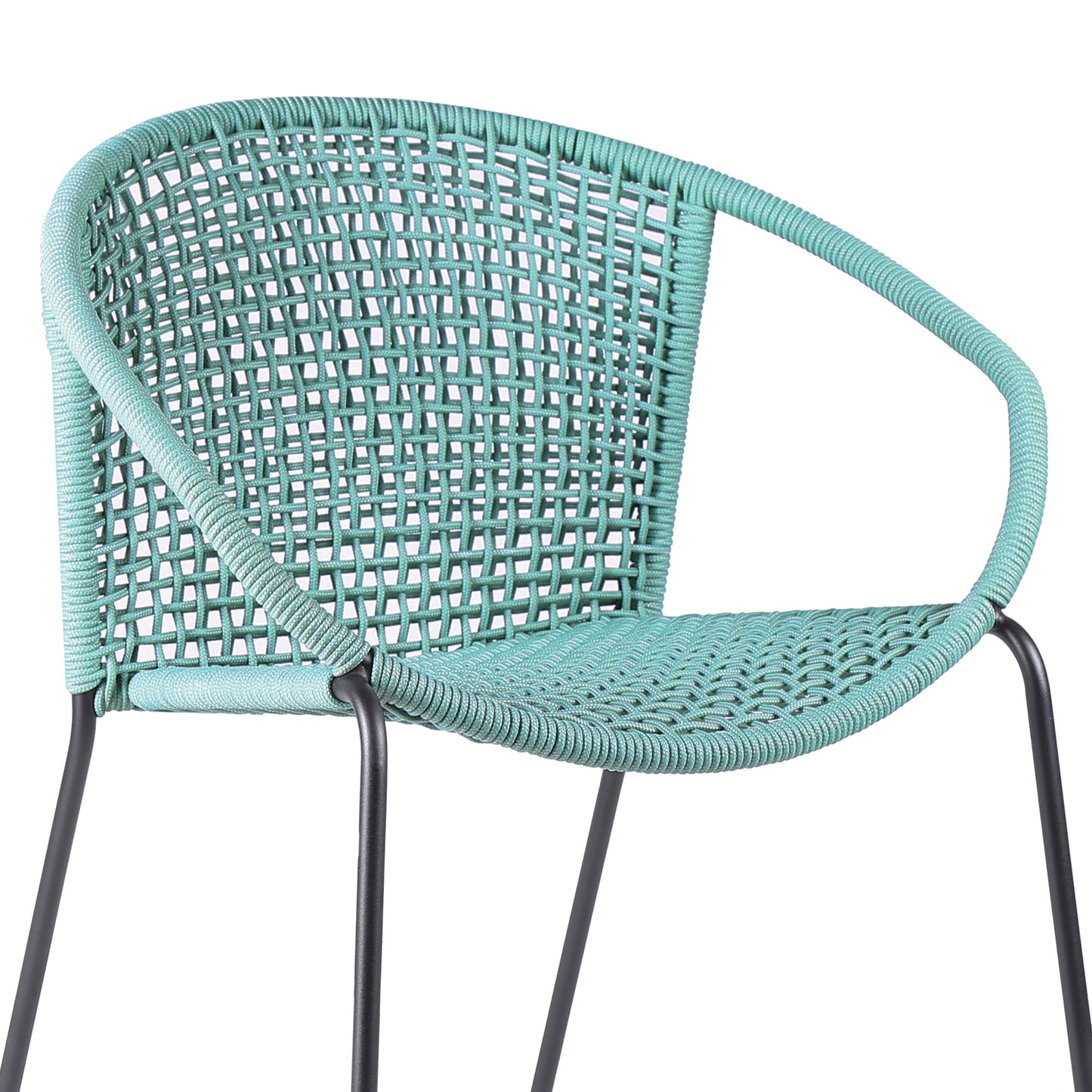 Snack Indoor Outdoor Stackable Steel Dining Chair with Wasabi Rope - Set of 2