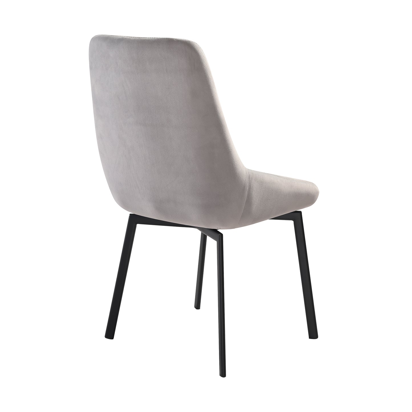 Susie Swivel Upholstered Dining Chair in Gray Fabric with Black Metal Legs - Set of 2