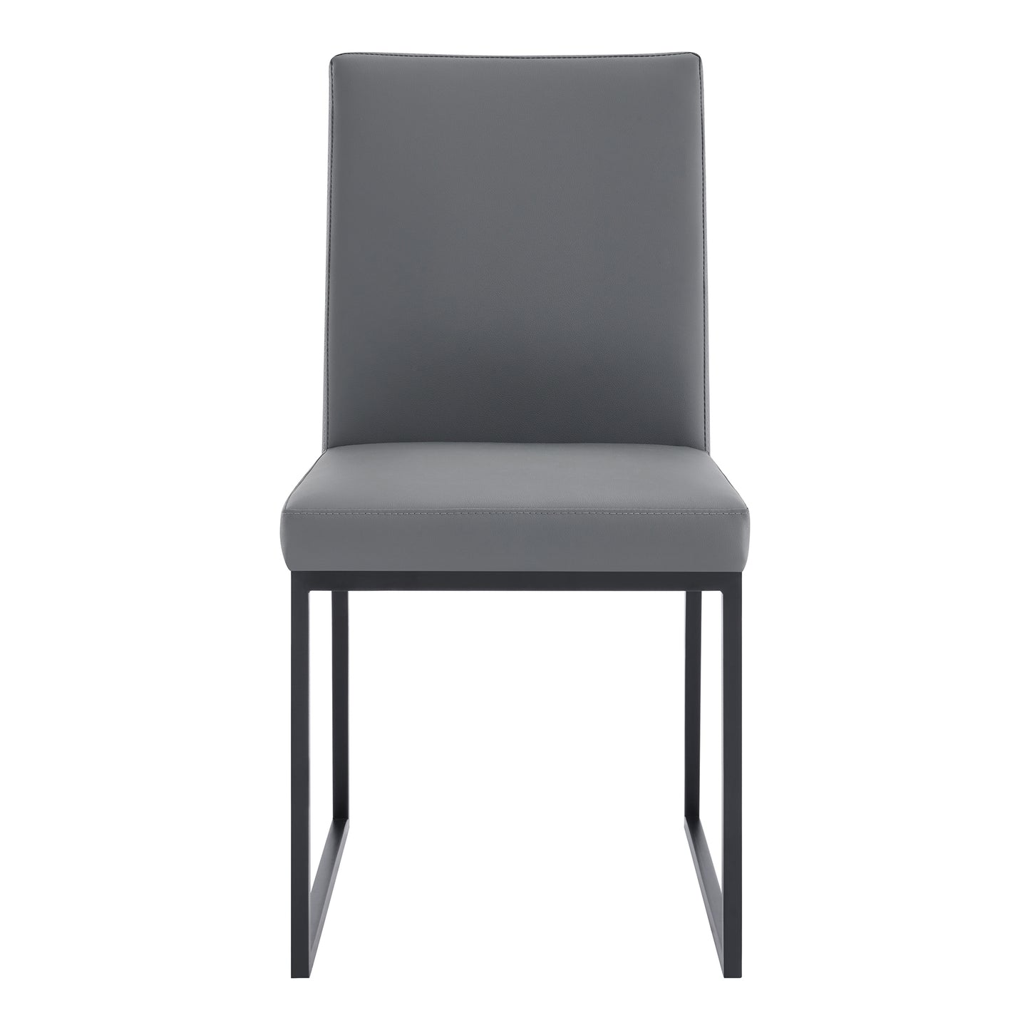 Trevor Contemporary Dining Chair in Matte Black Finish and Gray Faux Leather - Set of 2