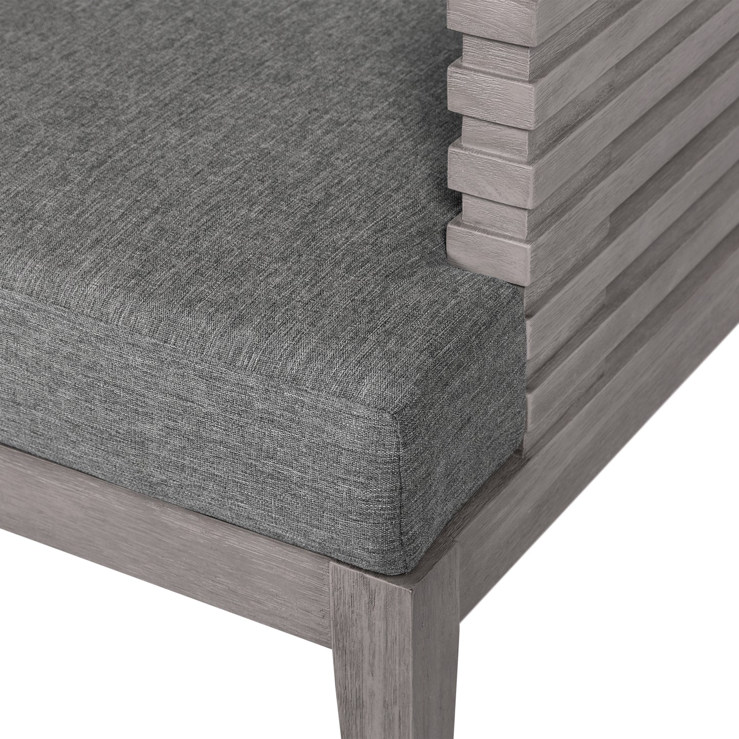 Vivid Outdoor Patio Dining Chair in Gray Eucalyptus Wood with Gray Olefin Cushions