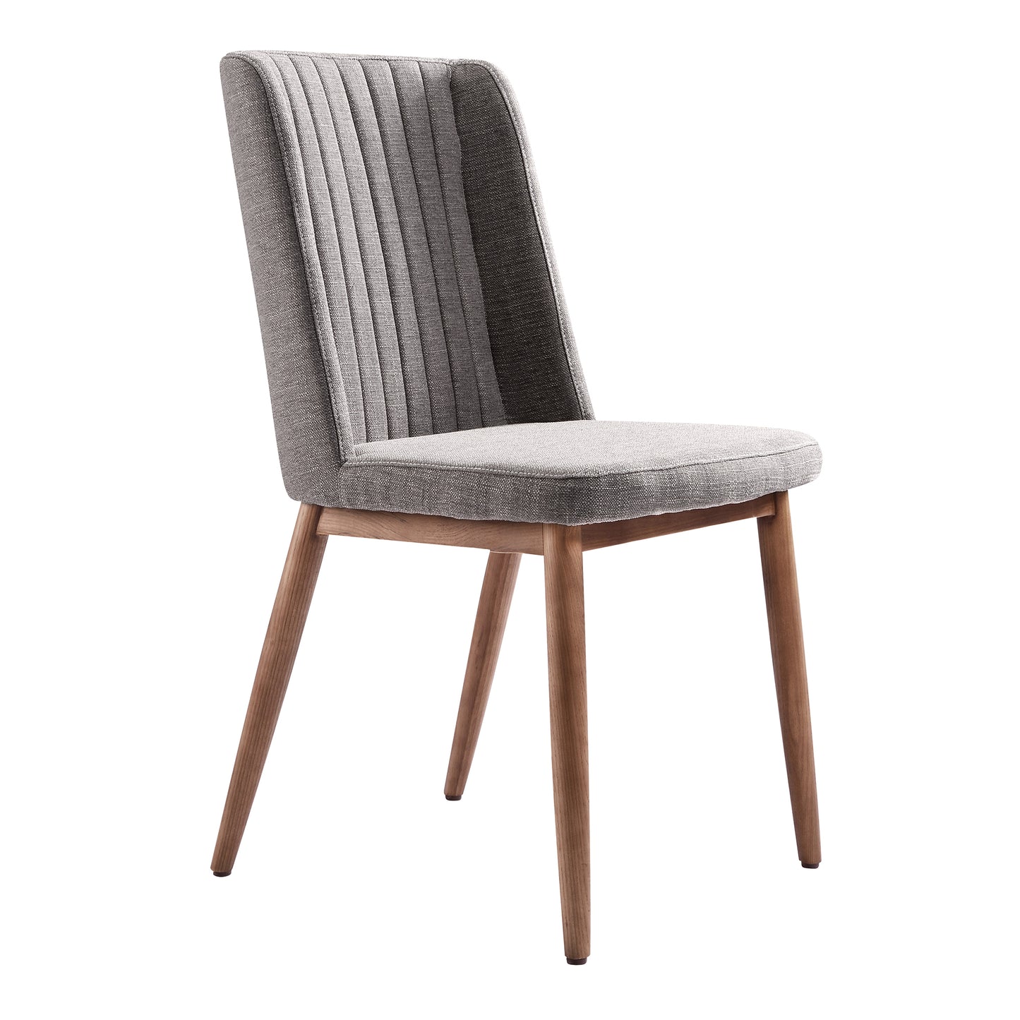 Wade Mid-Century Dining Chair in Walnut Finish and Gray Fabric - Set of 2