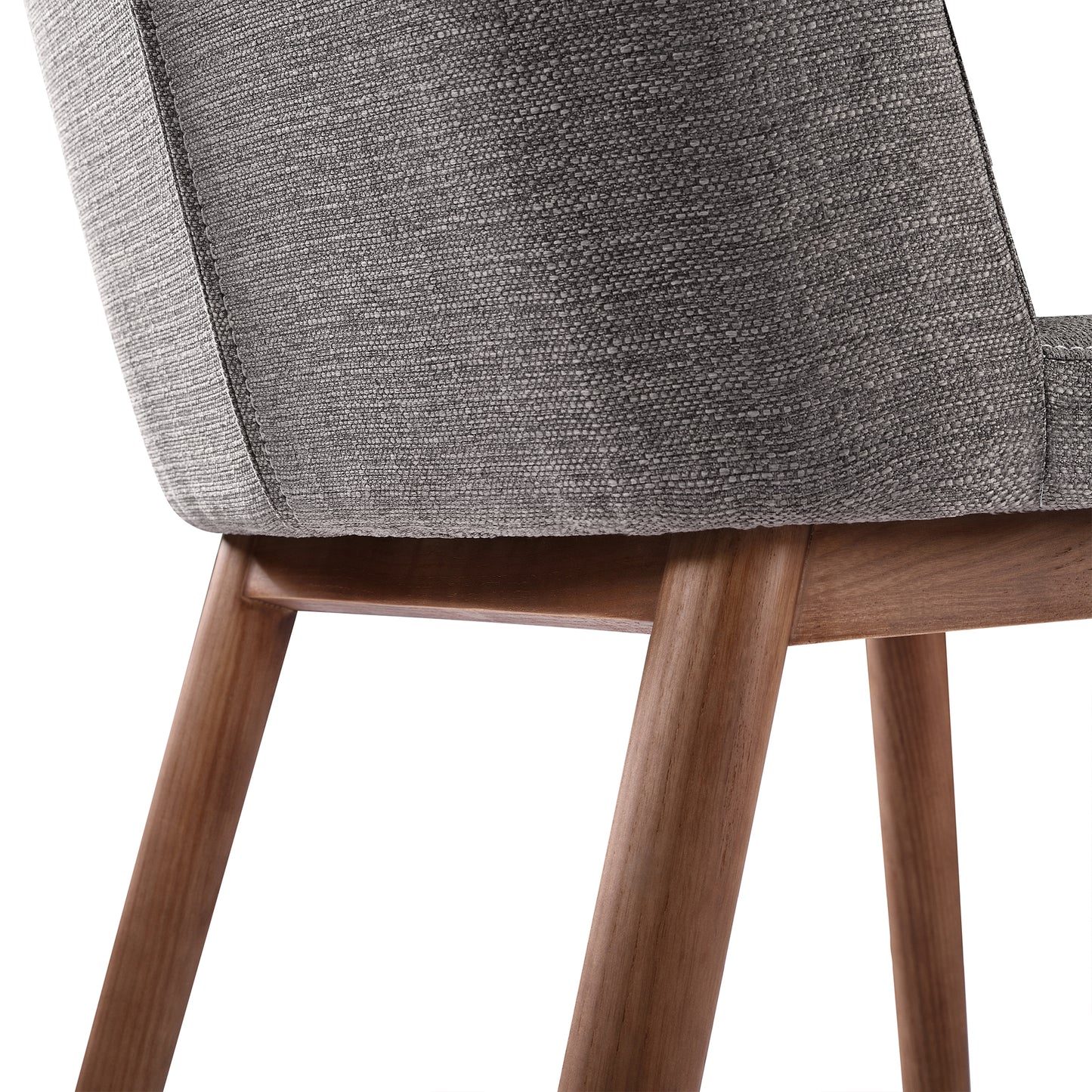 Wade Mid-Century Dining Chair in Walnut Finish and Gray Fabric - Set of 2