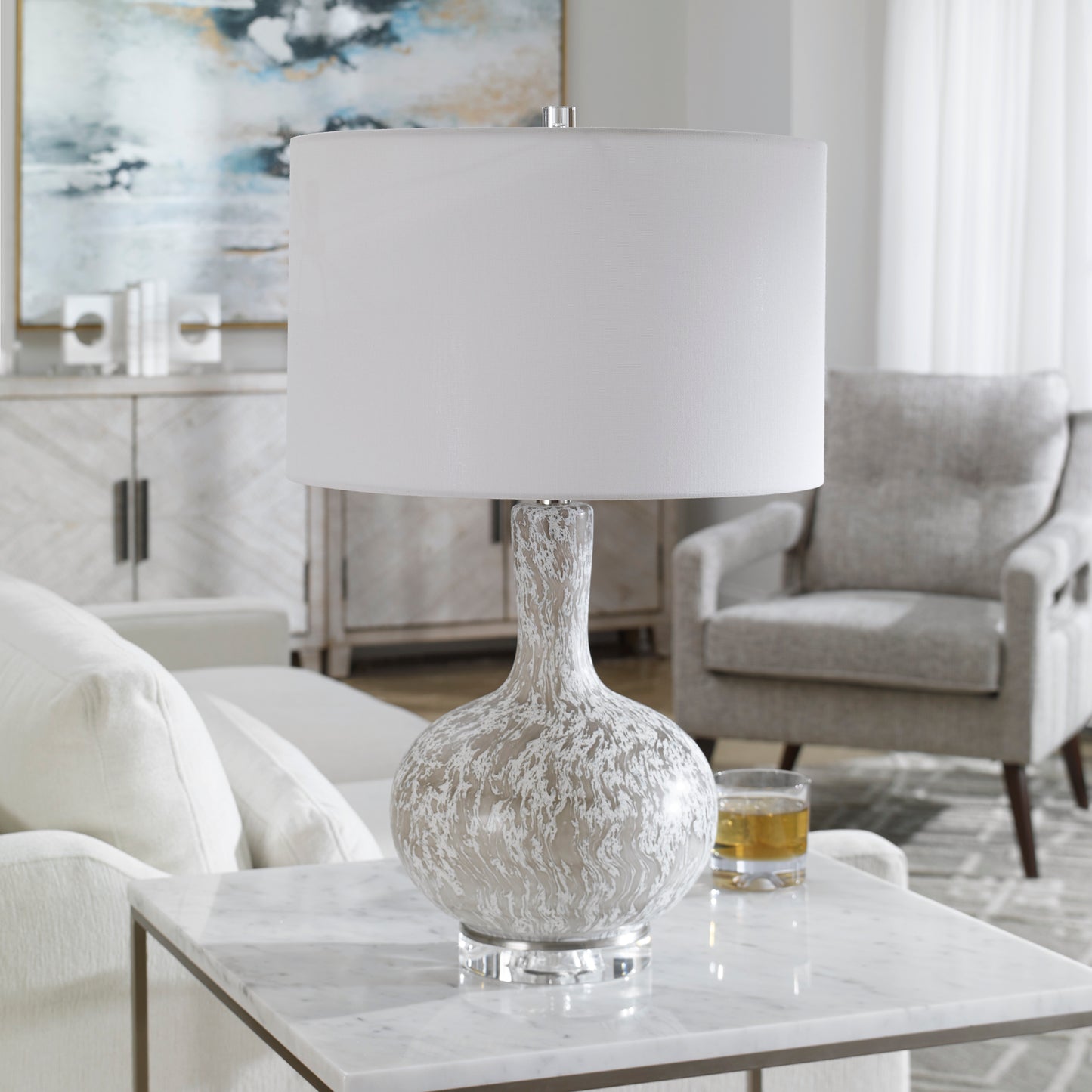 Uttermost Turbulence Distressed White Table Lamp