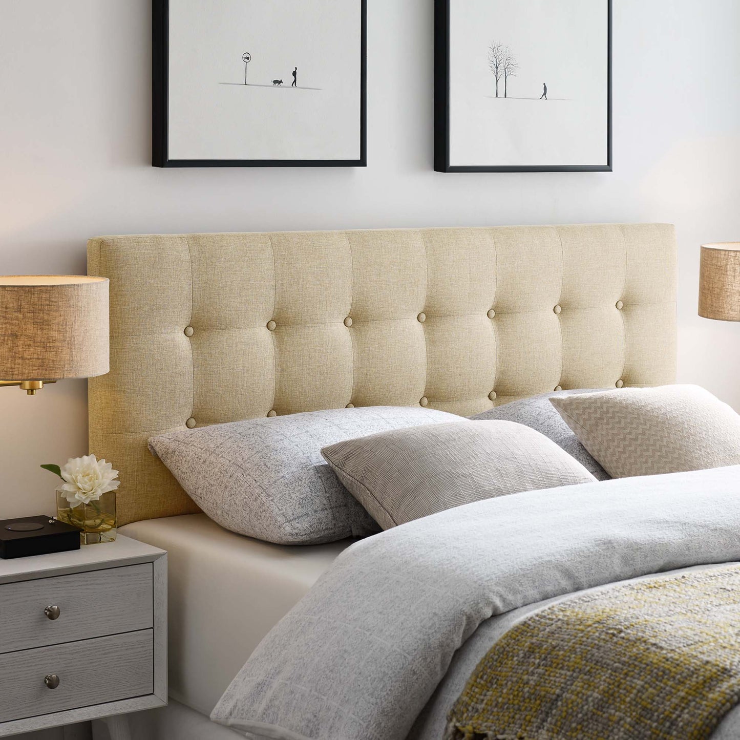 Emily Upholstered Headboard by Modway - Full, King, Queen, Twin, Vinyl, Fabric