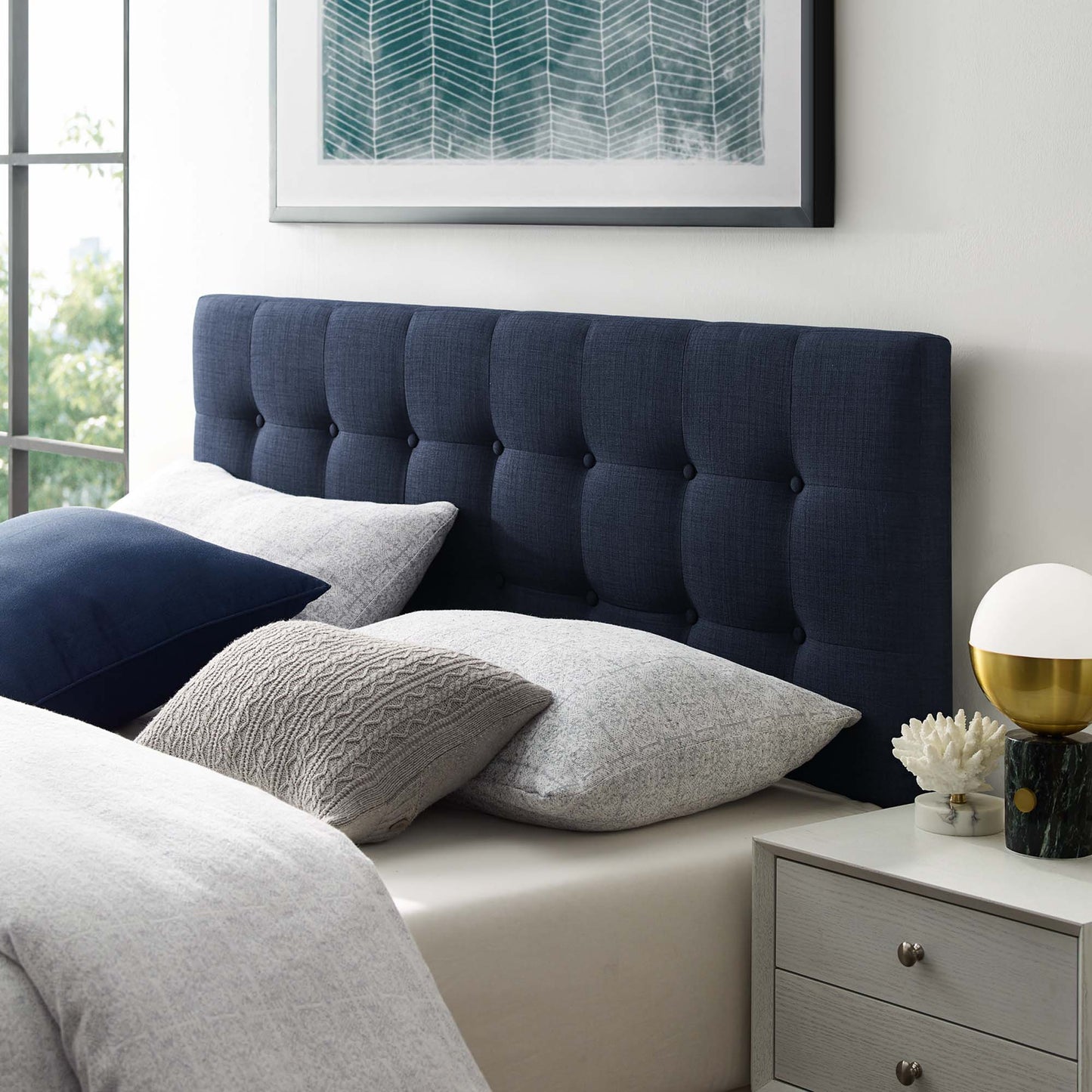 Emily Upholstered Headboard by Modway - Full, King, Queen, Twin, Vinyl, Fabric