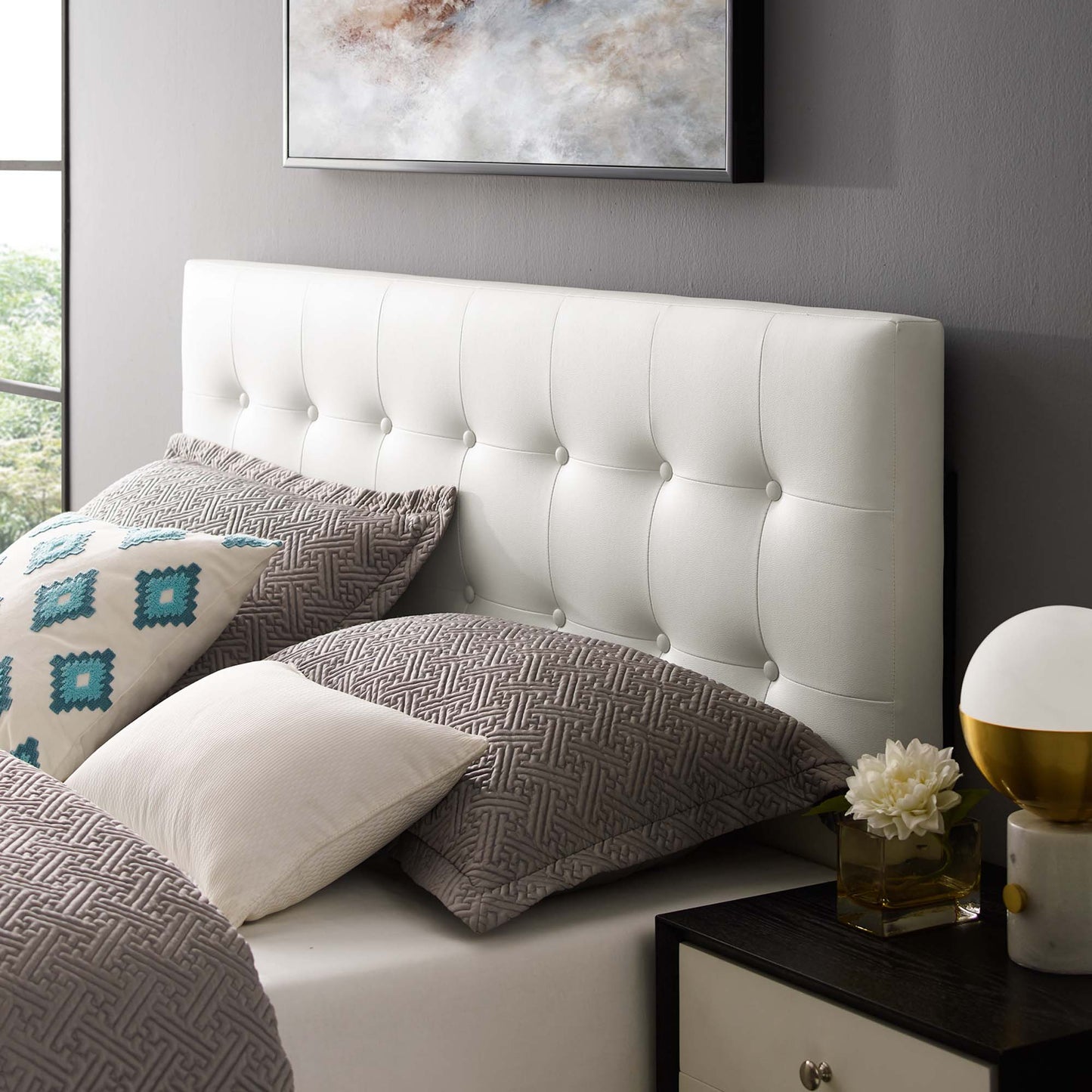 Emily Upholstered Headboard by Modway - Full, King, Queen, Twin, Vinyl, Fabric