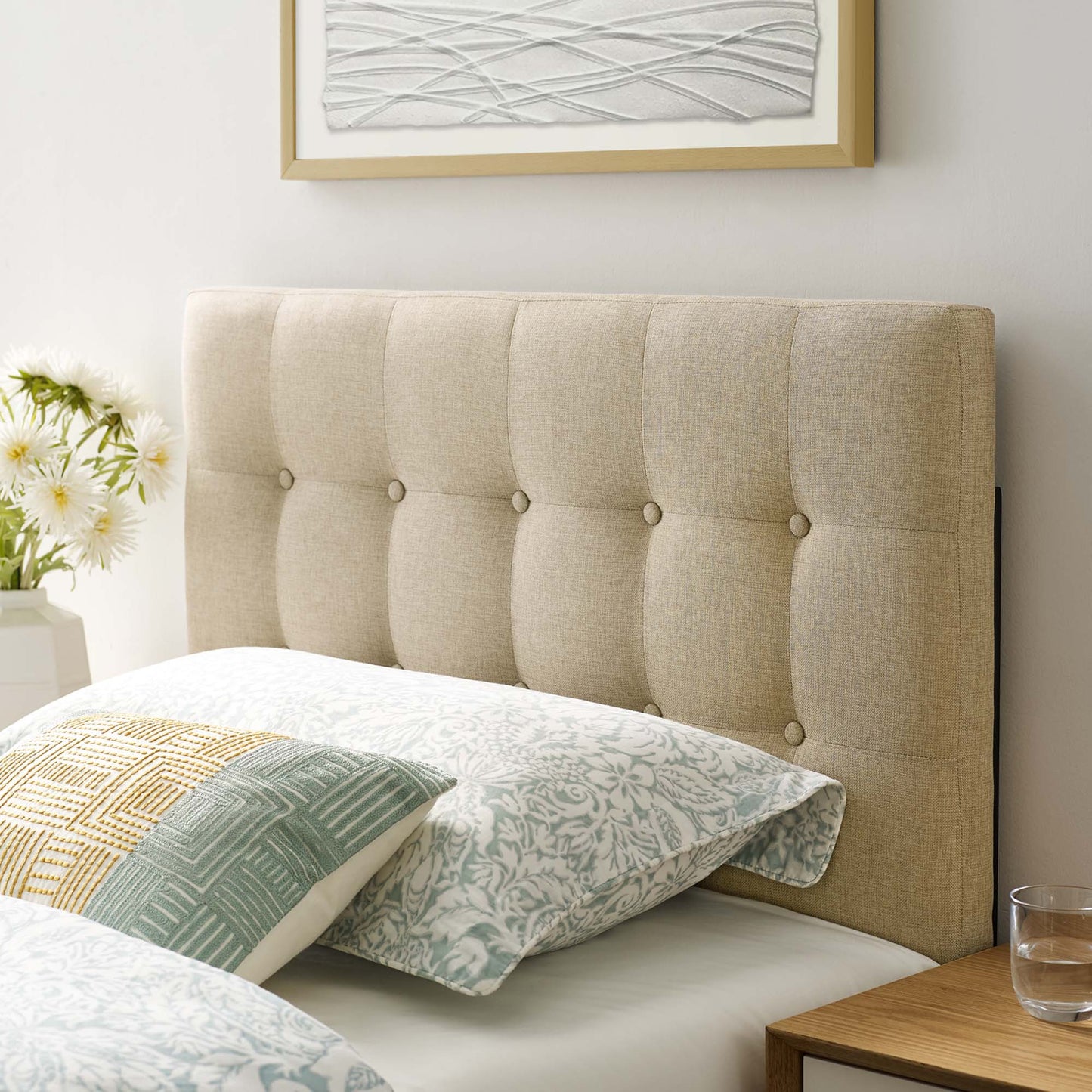 Emily Upholstered Headboard by Modway - Full, King, Queen, Twin, Vinyl, Fabric