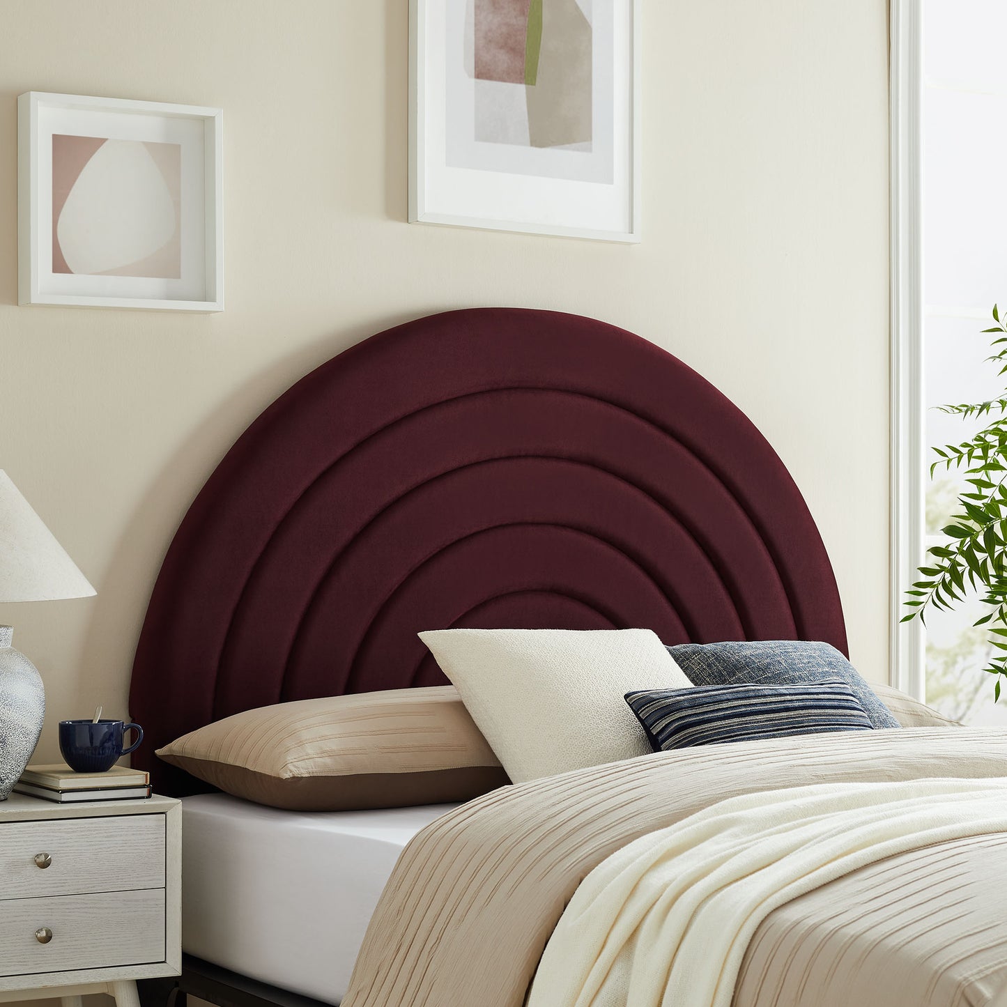 Solana Arched Performance Velvet Headboard by Modway - Full, King, Queen, Twin