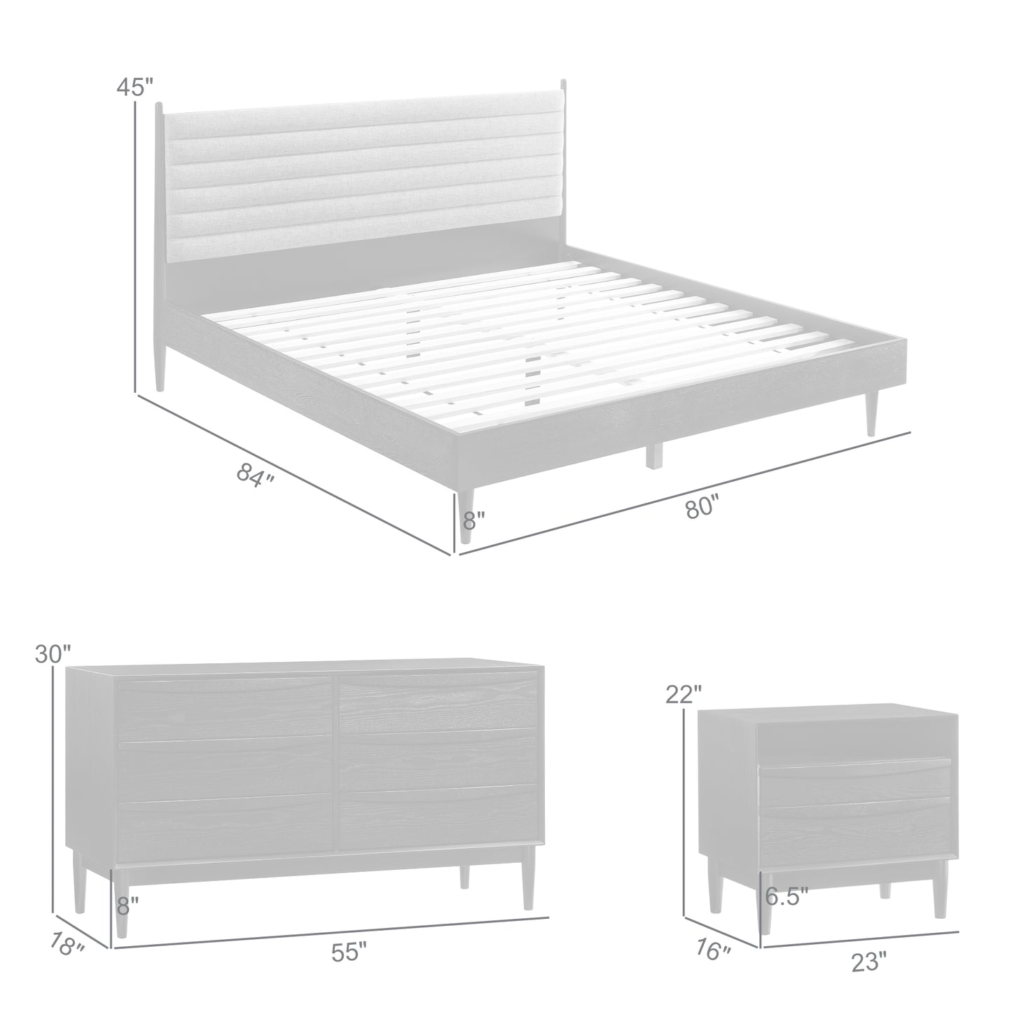 Artemio and Astoria 4 Piece Wood Bedroom Set with Faux Leather Accents