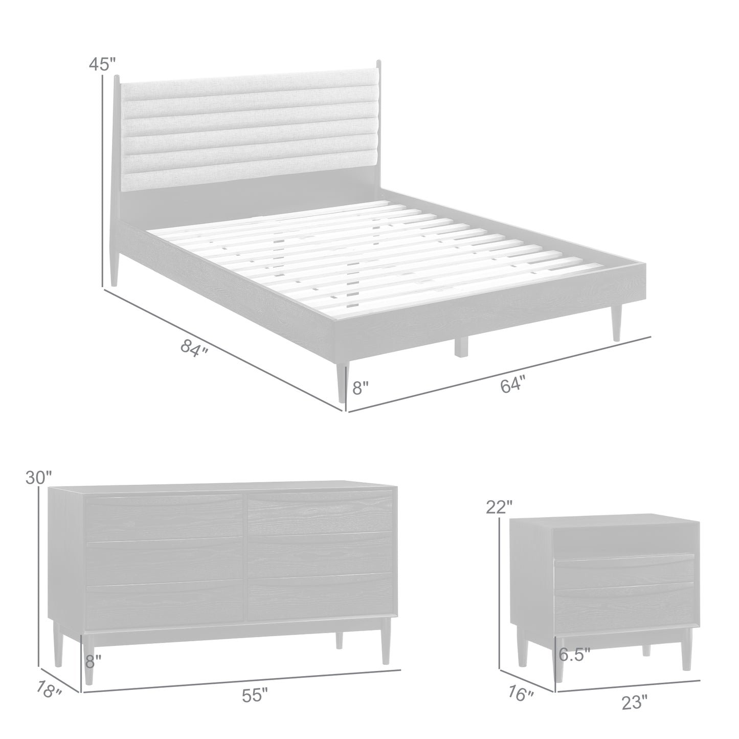 Artemio and Astoria 4 Piece Wood Bedroom Set with Faux Leather Accents