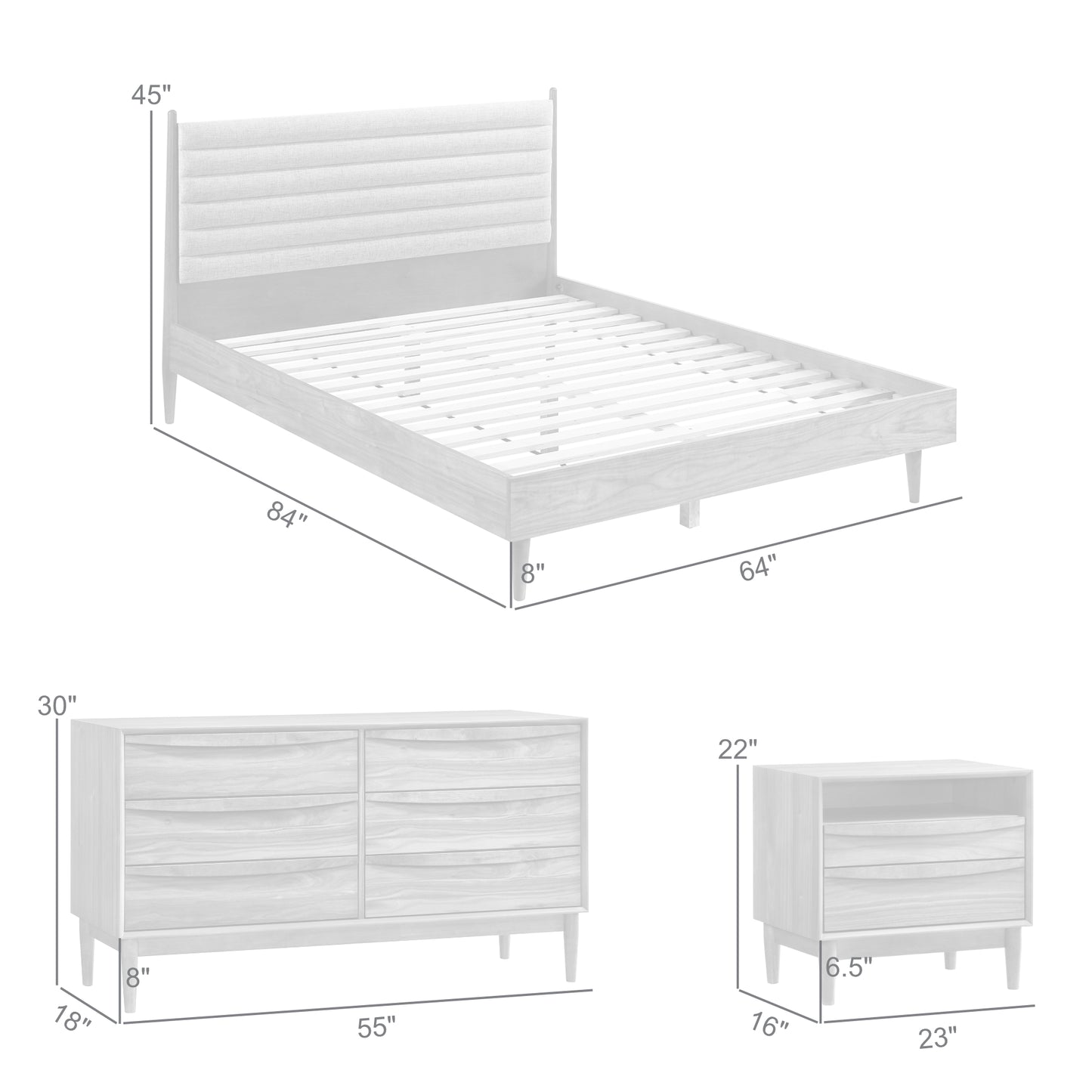 Artemio and Astoria 4 Piece Wood Bedroom Set with Faux Leather Accents