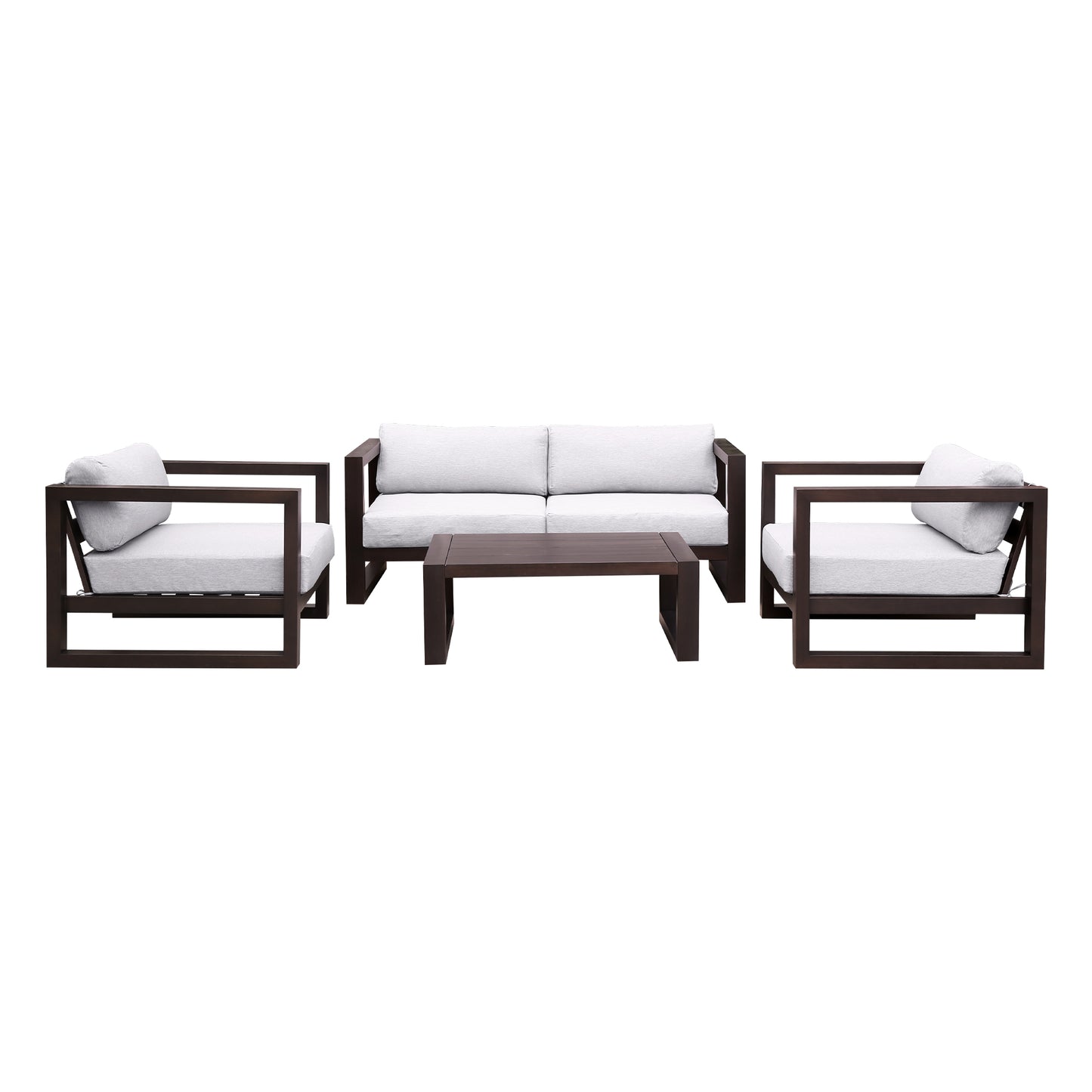 Paradise 4 Piece Outdoor Dark Eucalyptus Wood Sofa Seating Set with Gray Cushions