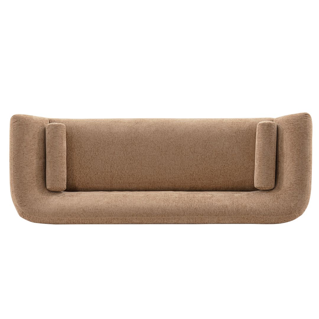 Manhattan Comfort Contemporary Ulka Boucle Sofa with Pillows in Light Brown