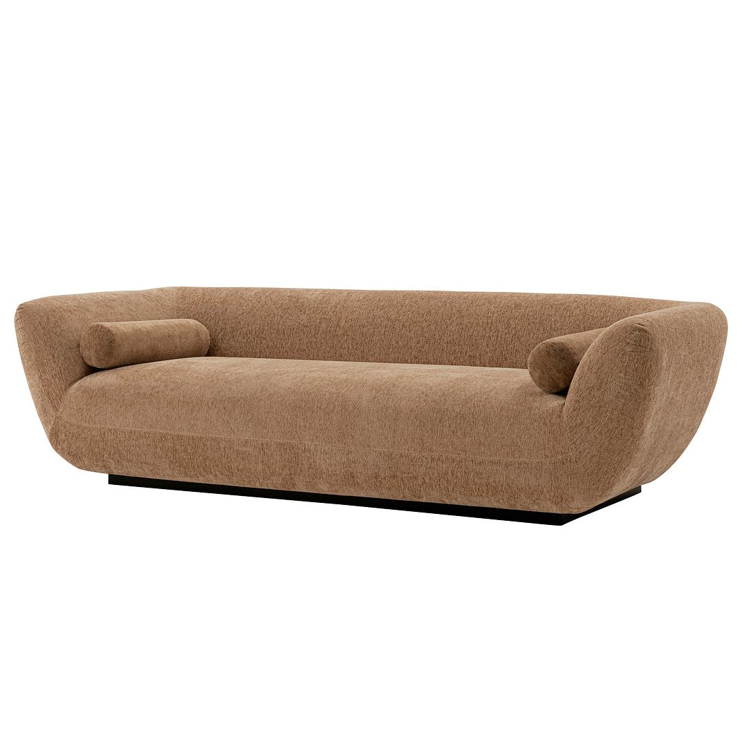 Manhattan Comfort Contemporary Ulka Boucle Sofa with Pillows in Light Brown