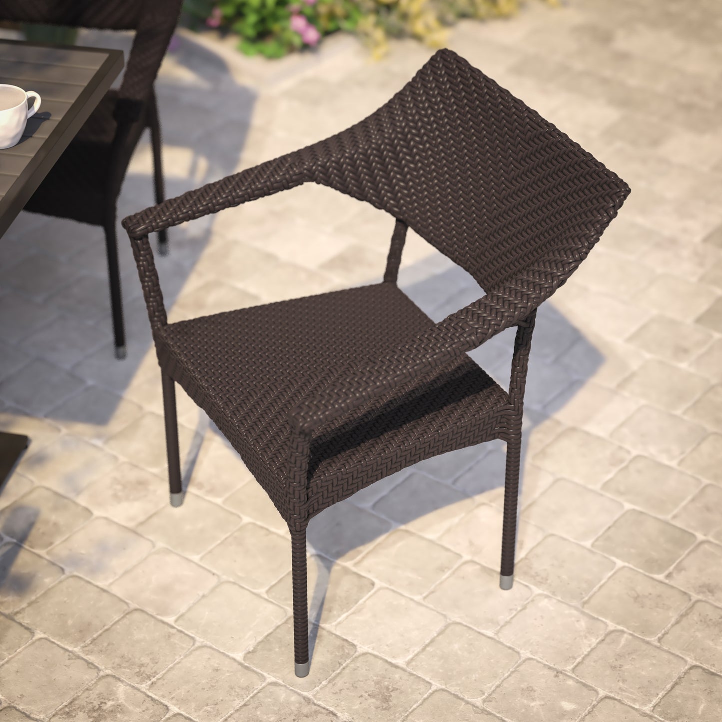 Modern Stackable Patio Dining Chair with Arms