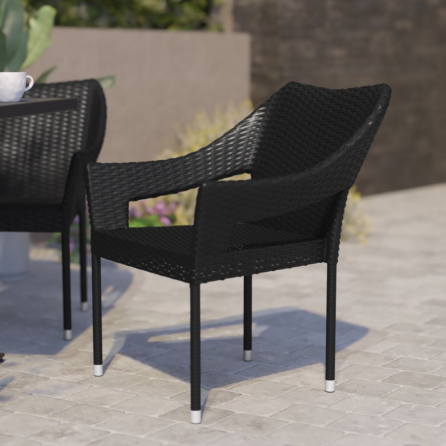 Modern Stackable Patio Dining Chair with Arms