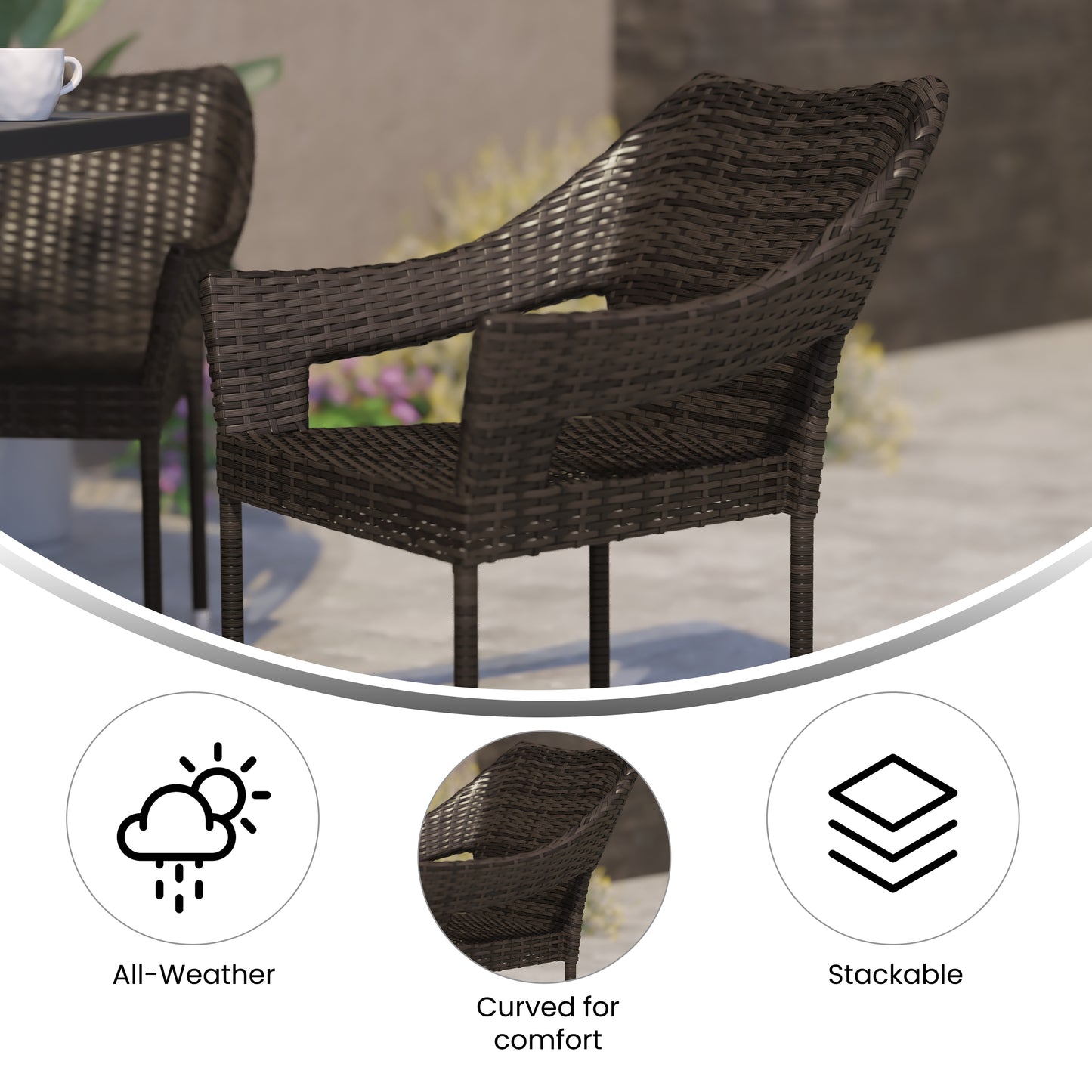 Modern Stackable Patio Dining Chair with Arms