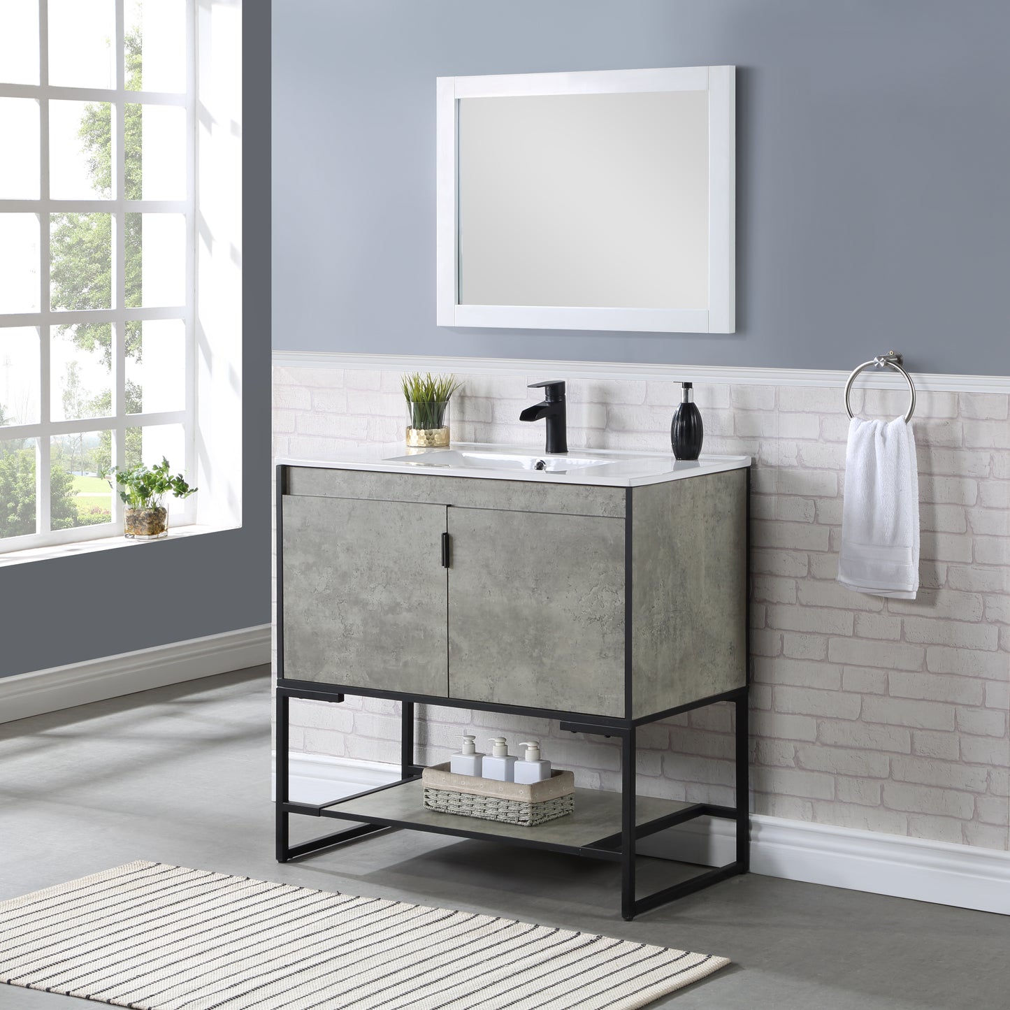 Manhattan Comfort Scarsdale 36" Bathroom Vanity Sink in Grey VS-3601-GY