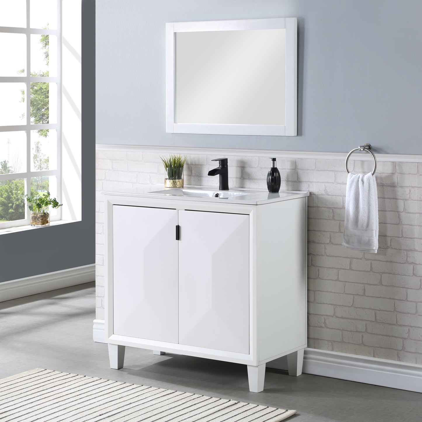 Manhattan Comfort Hyde 36" Bathroom Vanity Sink in White VS-3603-WH