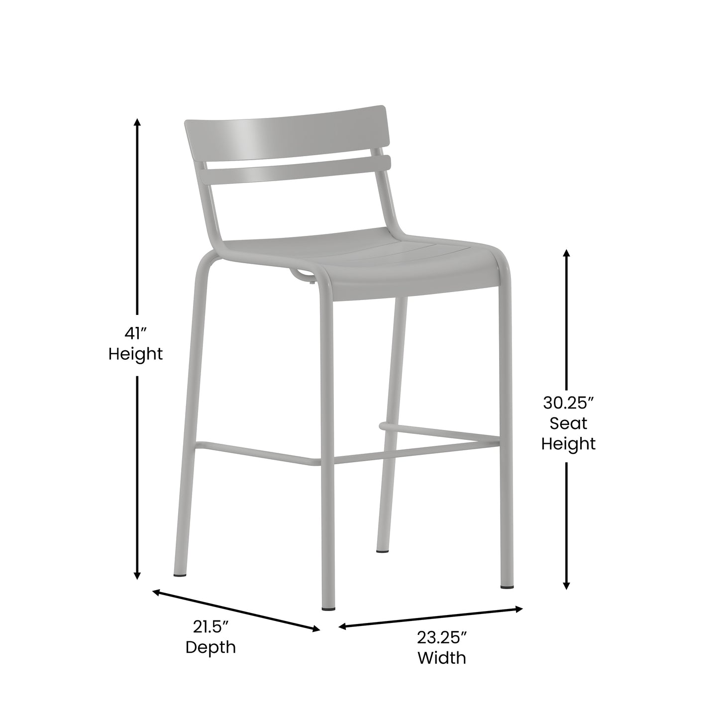 Modern Armless Commercial Grade Indoor/Outdoor Steel Stacking Bar Stool