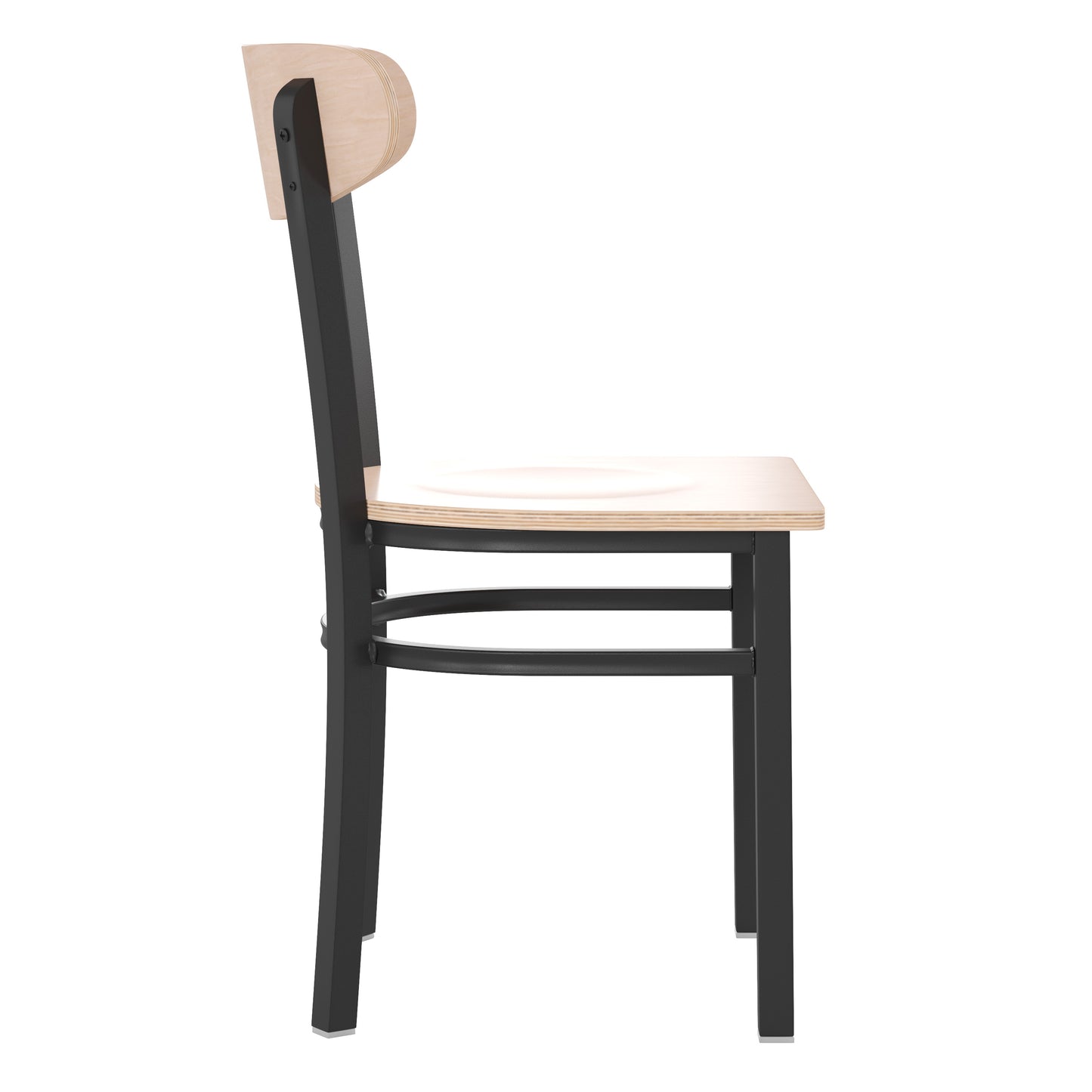 Commercial Dining Chair with Vinyl Upholstered Seat and Wood Boomerang Back