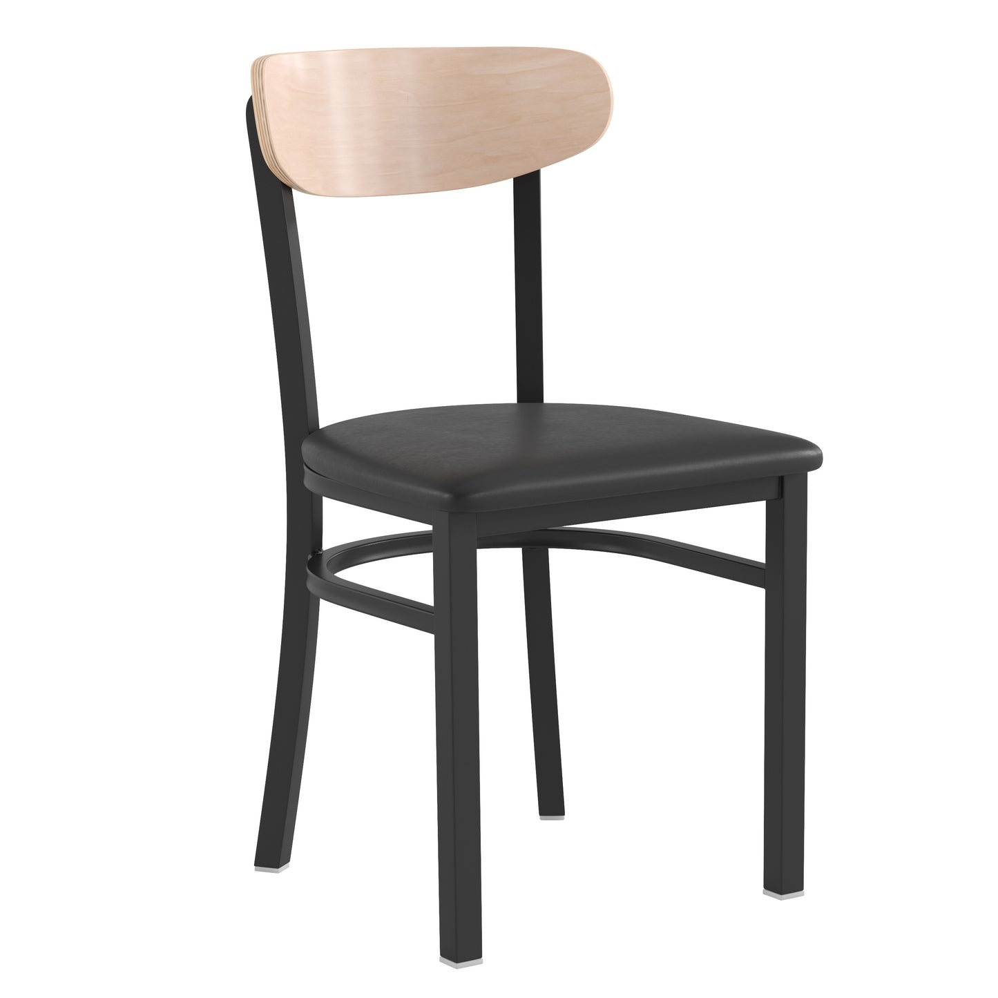 Commercial Dining Chair with Vinyl Upholstered Seat and Wood Boomerang Back