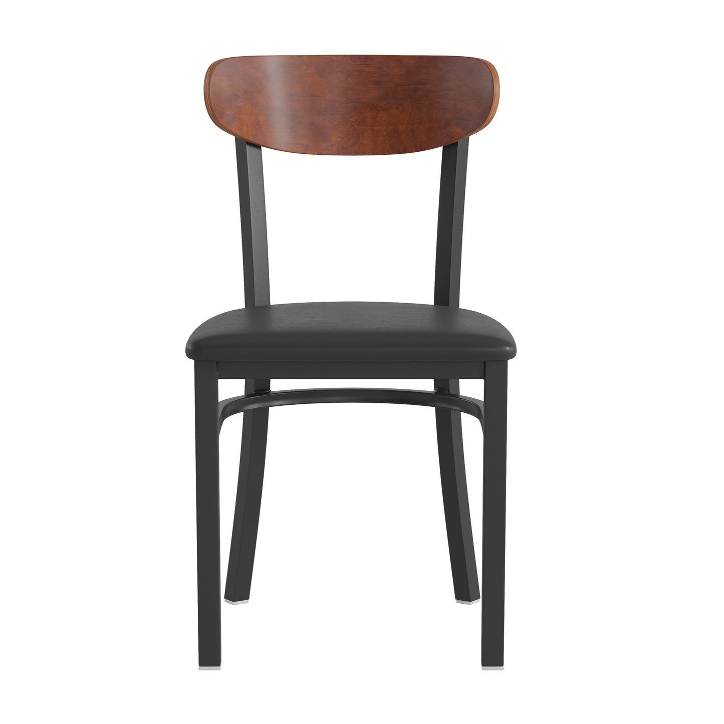 Commercial Dining Chair with Vinyl Upholstered Seat and Wood Boomerang Back