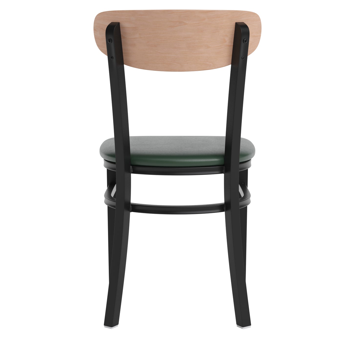 Commercial Dining Chair with Vinyl Upholstered Seat and Wood Boomerang Back