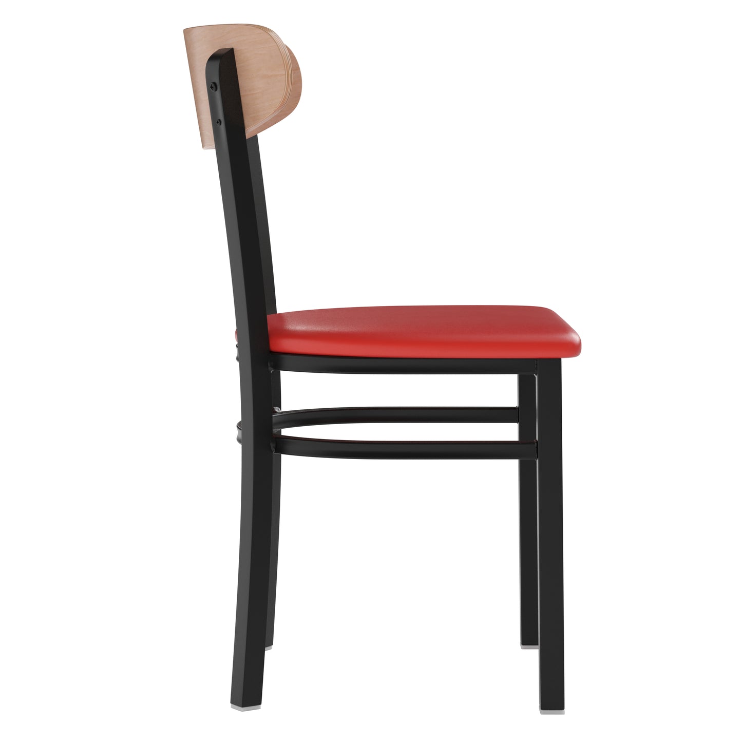 Commercial Dining Chair with Vinyl Upholstered Seat and Wood Boomerang Back