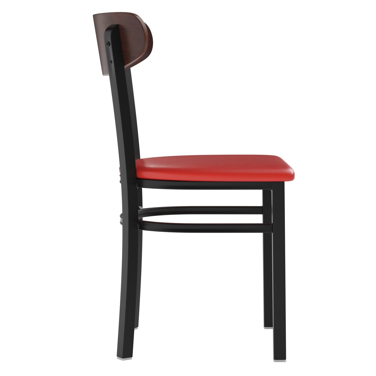 Commercial Dining Chair with Vinyl Upholstered Seat and Wood Boomerang Back