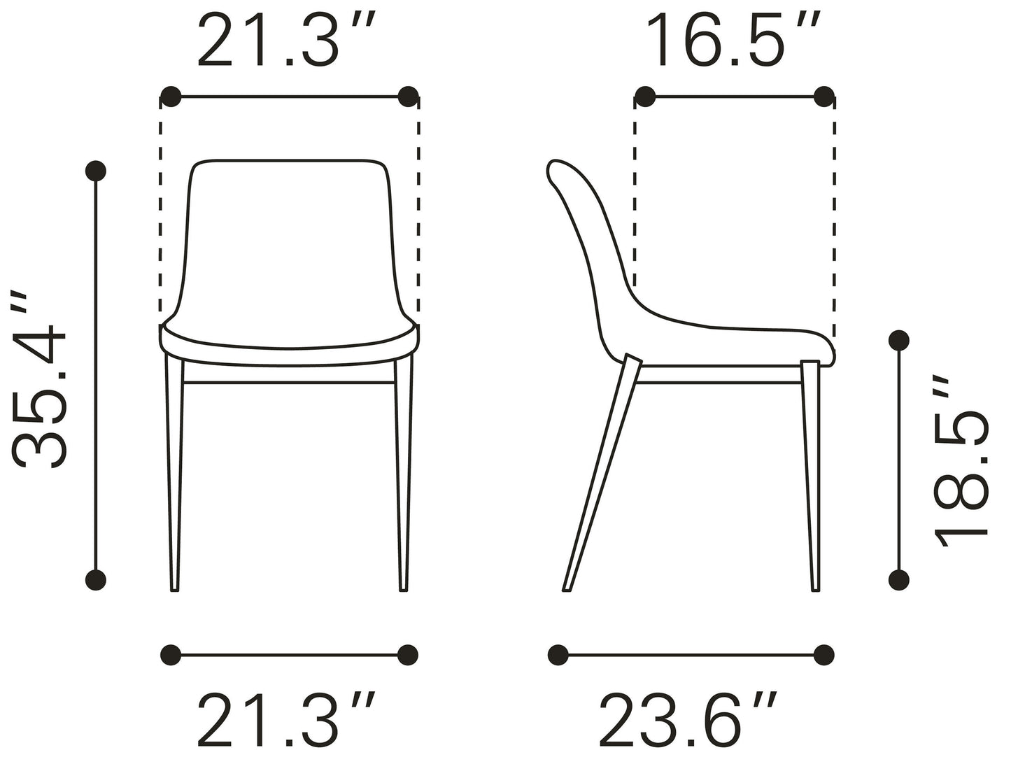 Magnus Dining Chair (Set of 2) White & Silver