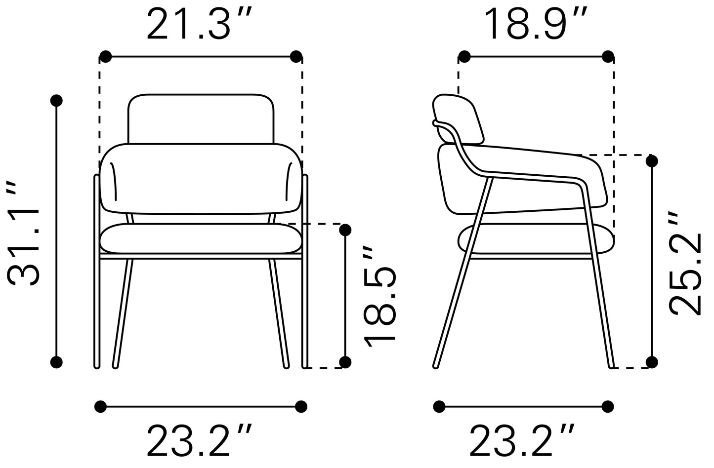 Marcel Dining Chair (Set of 2) Cream