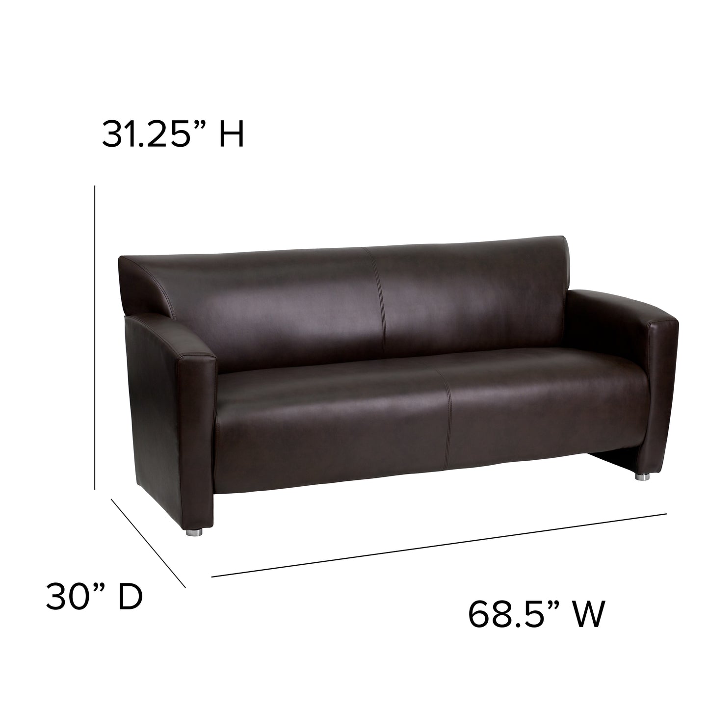 Brown Leather Sofa 222-3-BN-GG