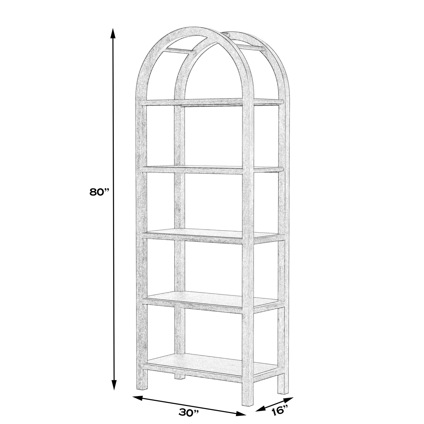 Aila Arched 5 Tier  Etagere Bookcase in Medium Brown  5545188