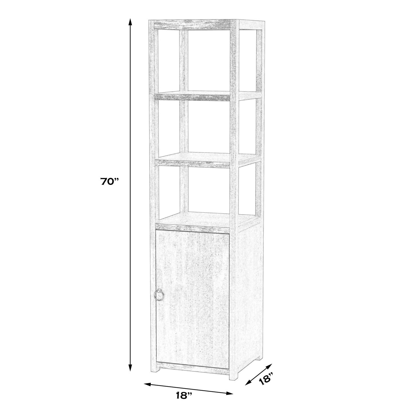 3- Tier 1 Door Narrow  Etagere Bookcase in Navy Blue  5565291