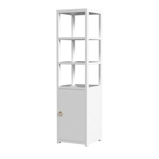 3- Tier 1 Door Narrow  Etagere Bookcase in White  5565304