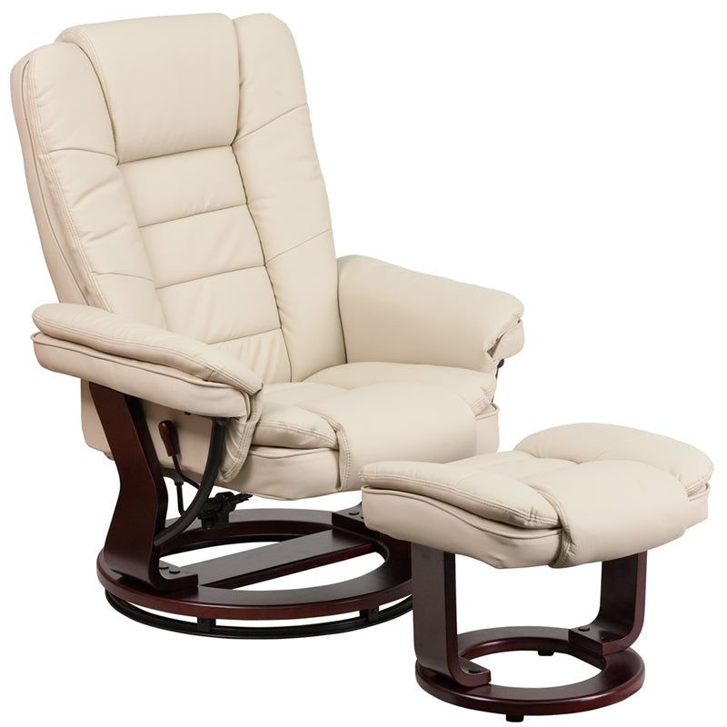 Brown Leather Recliner & Ottoman BT-7818