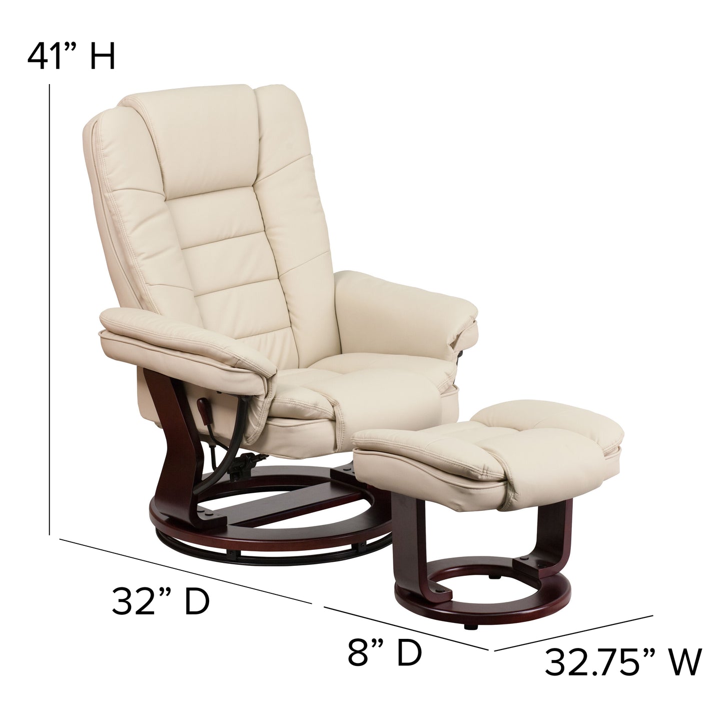 Brown Leather Recliner & Ottoman BT-7818