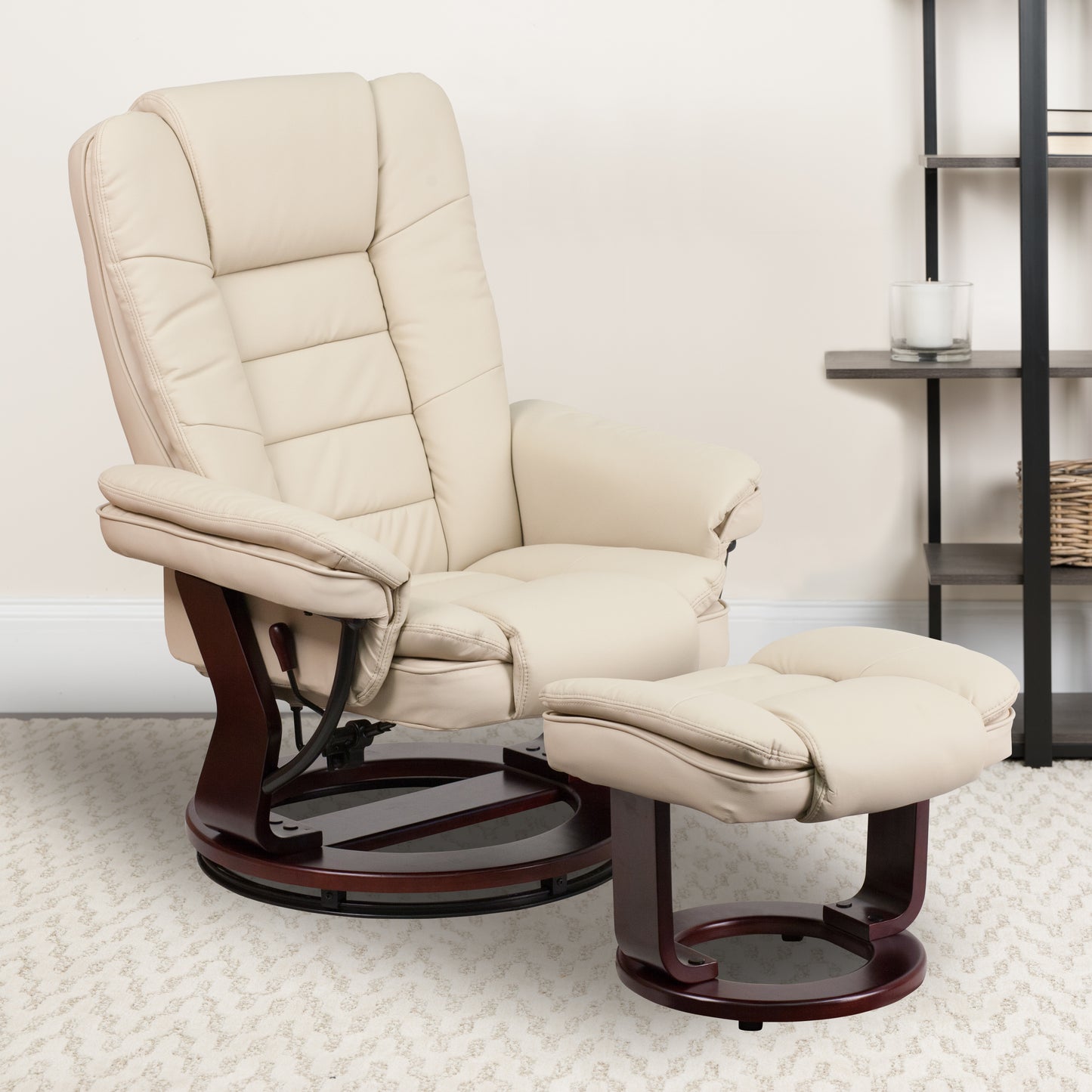 Brown Leather Recliner & Ottoman BT-7818