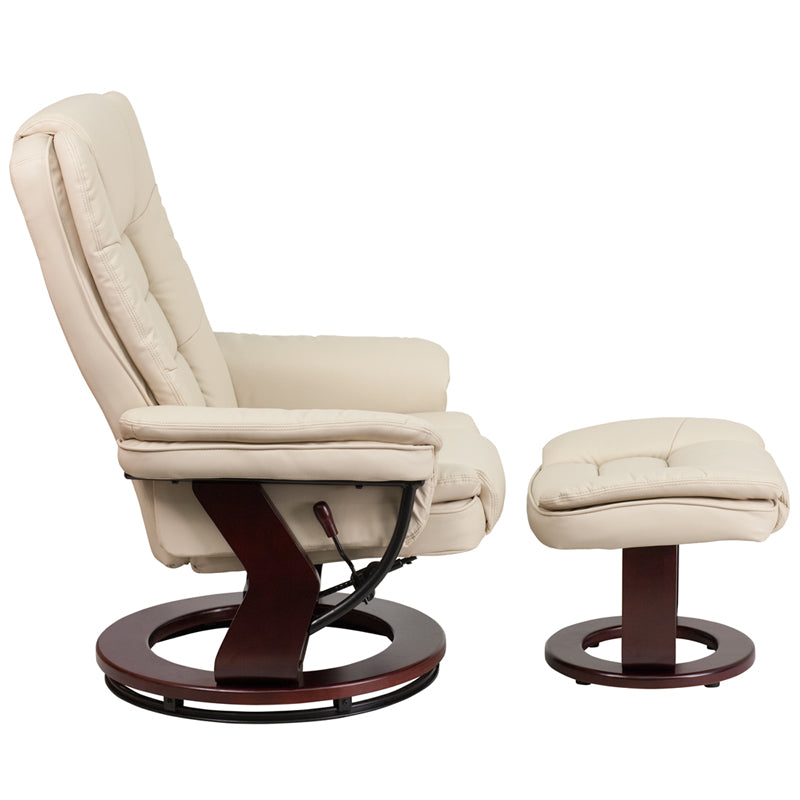 Brown Leather Recliner & Ottoman BT-7818