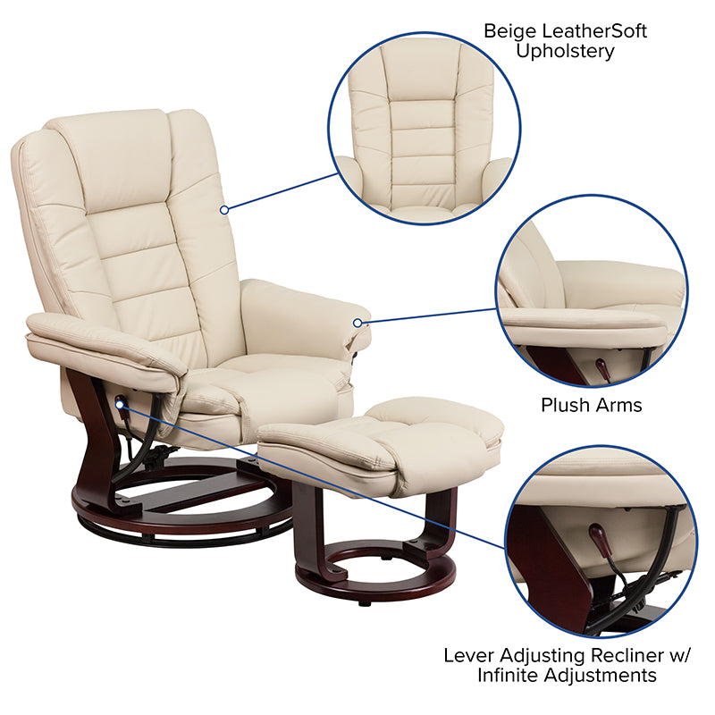 Brown Leather Recliner & Ottoman BT-7818