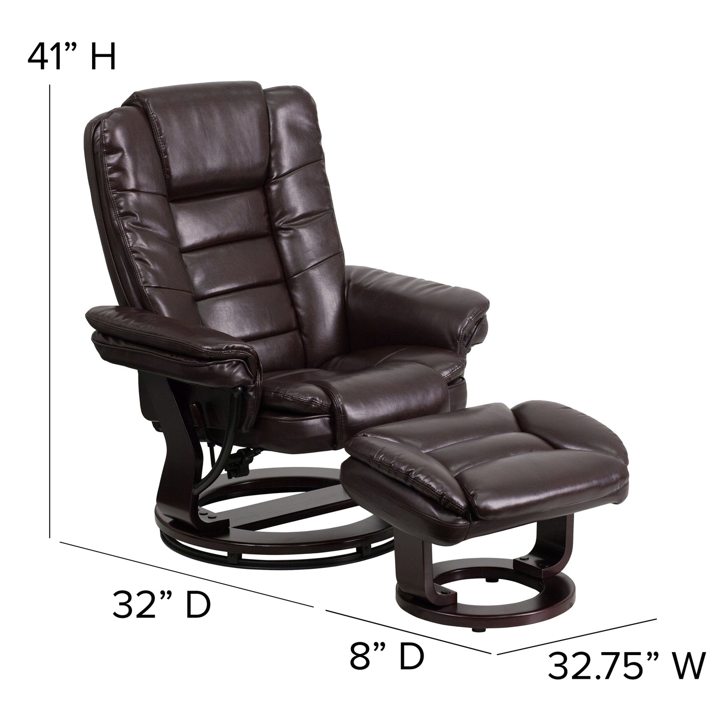 Brown Leather Recliner & Ottoman BT-7818