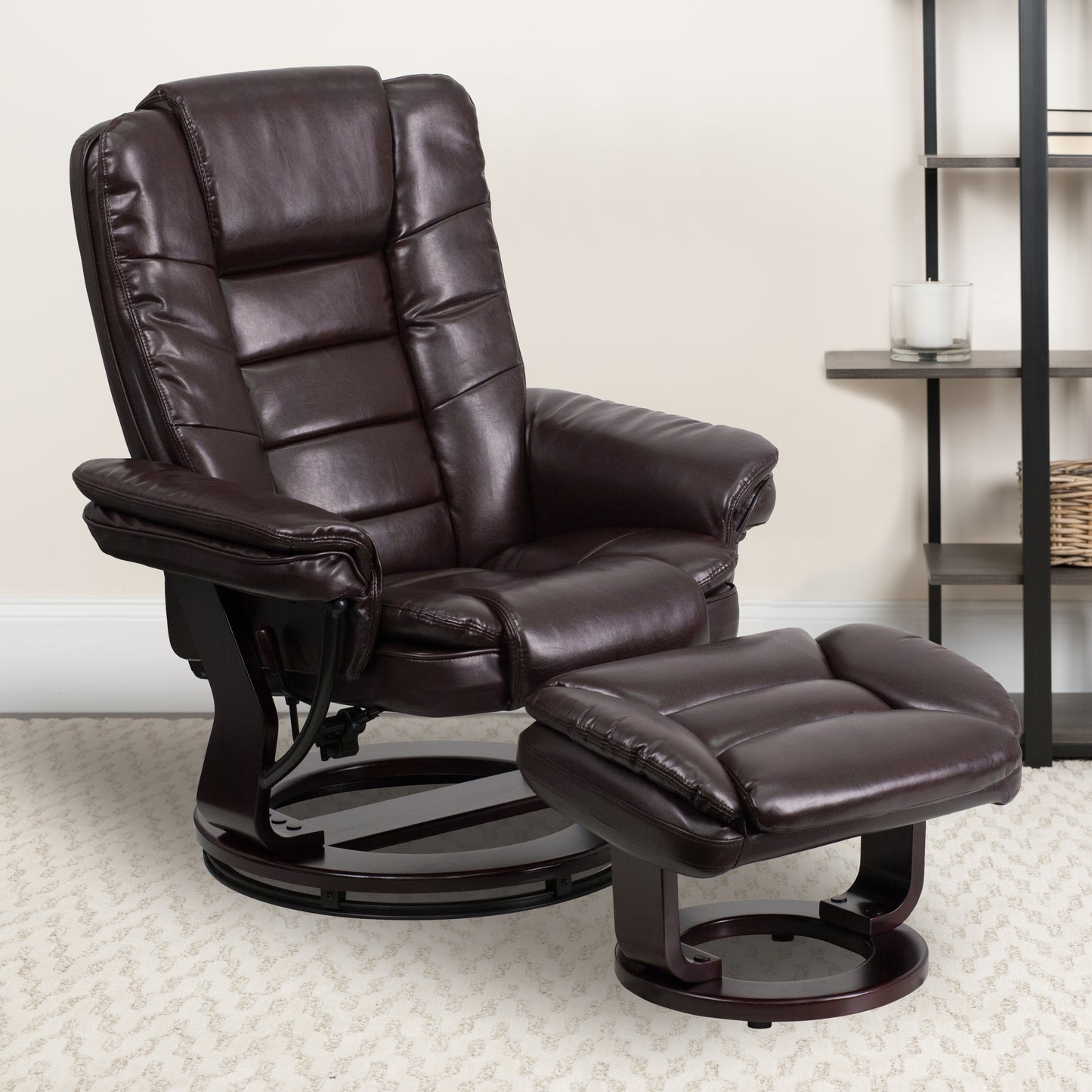 Brown Leather Recliner & Ottoman BT-7818