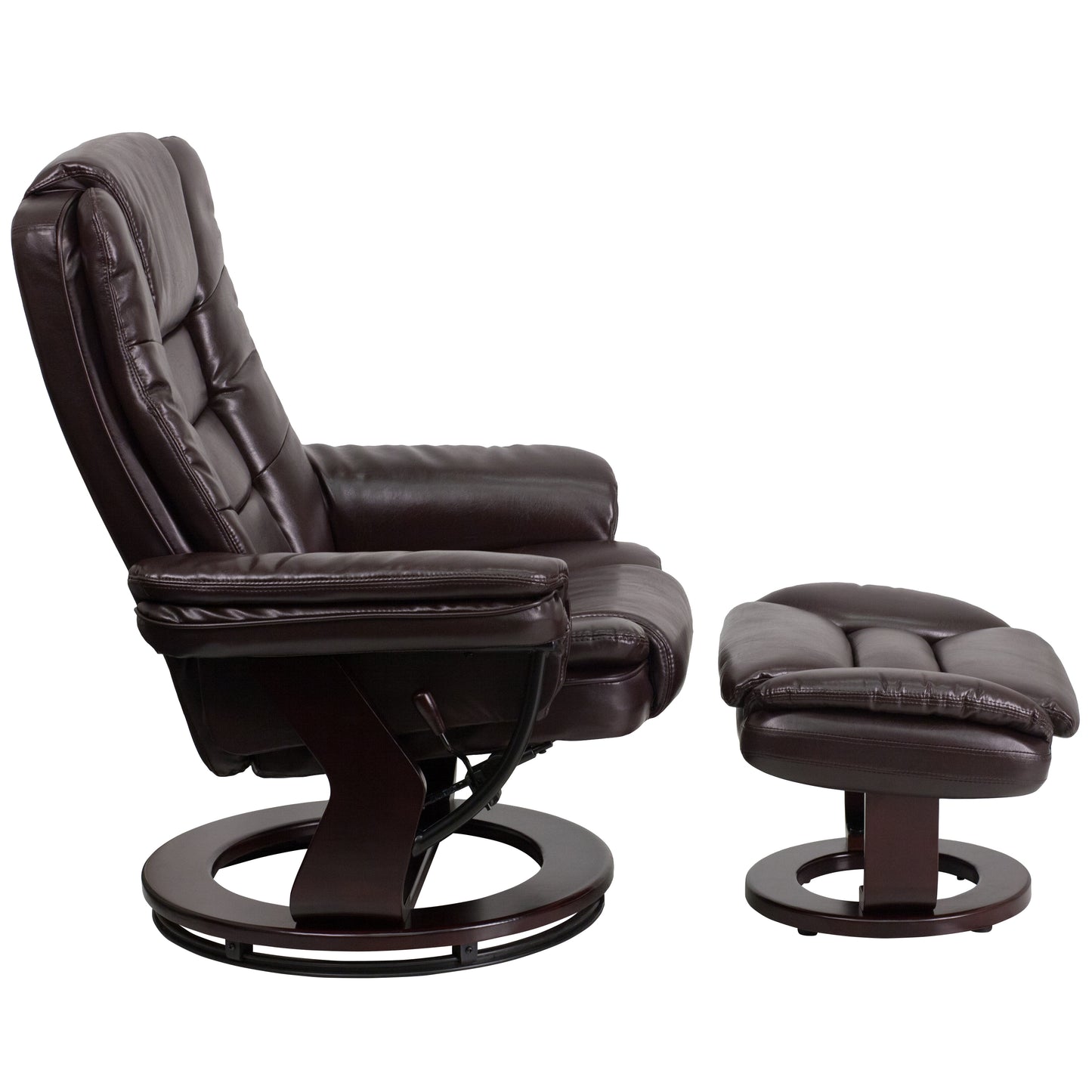 Brown Leather Recliner & Ottoman BT-7818