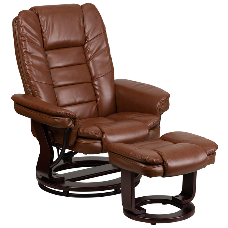 Brown Leather Recliner & Ottoman BT-7818