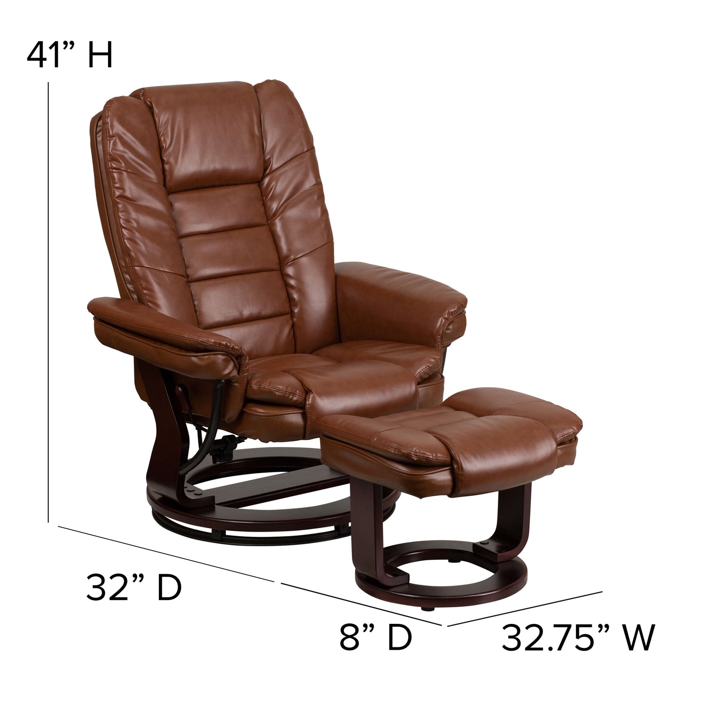 Brown Leather Recliner & Ottoman BT-7818