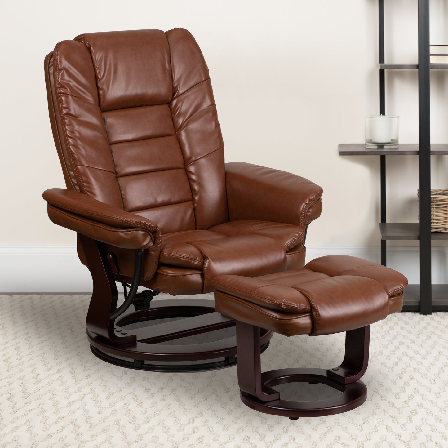 Brown Leather Recliner & Ottoman BT-7818