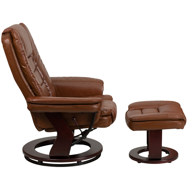 Brown Leather Recliner & Ottoman BT-7818